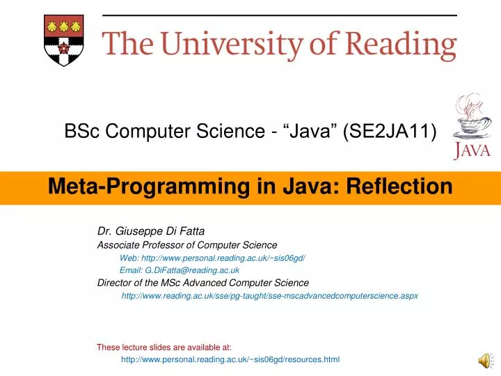 bsc computer science java se2ja11 meta programming in java reflection