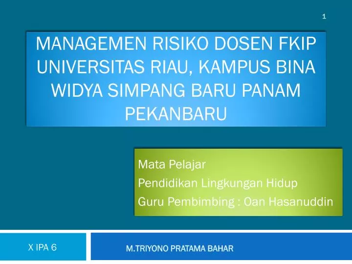 managemen risiko dosen fkip universitas riau kampus bina widya simpang baru panam pekanbaru