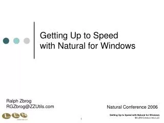 Getting Up to Speed with Natural for Windows