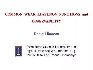 COMMON WEAK LYAPUNOV FUNCTIONS and OBSERVABILITY