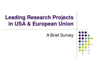 Leading Research Projects in USA &amp; European Union