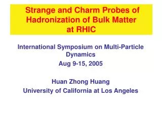 Strange and Charm Probes of Hadronization of Bulk Matter at RHIC
