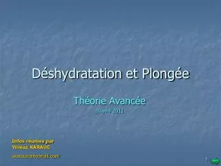 d shydratation et plong e
