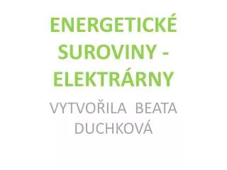 energetick suroviny elektr rny