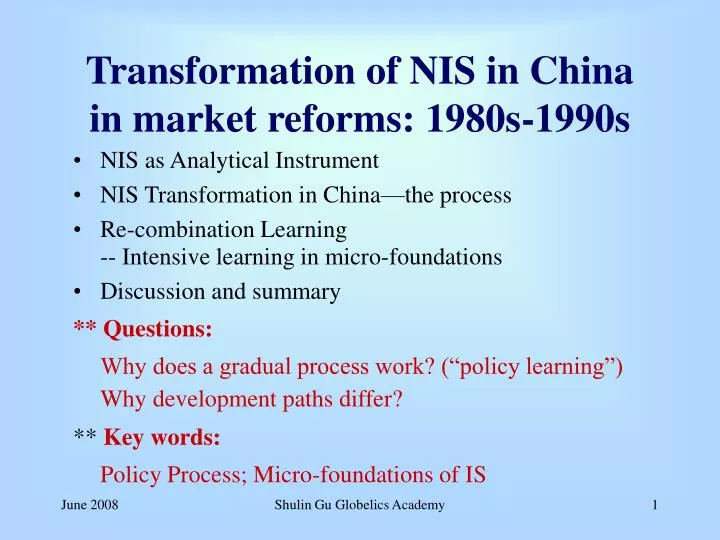 transformation of nis in china in market reforms 1980s 1990s
