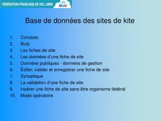 base de donn es des sites de kite