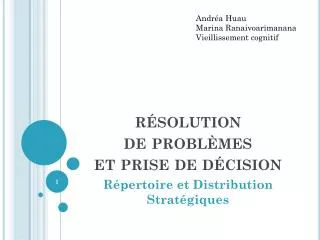 r solution de probl mes et prise de d cision