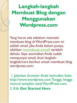 langkah langkah membuat blog dengan menggunakan wordpress com