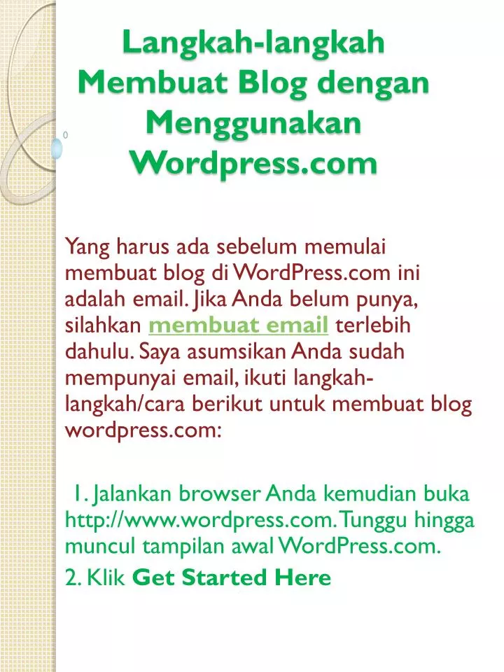 langkah langkah membuat blog dengan menggunakan wordpress com