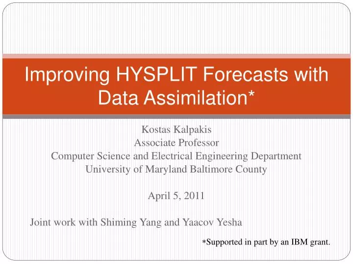 improving hysplit forecasts with data assimilation