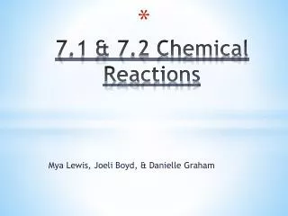 7.1 &amp; 7.2 Chemical Reactions