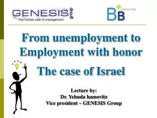 From unemployment to Employment with honor The case of Israel