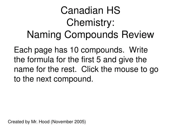 canadian hs chemistry naming compounds review