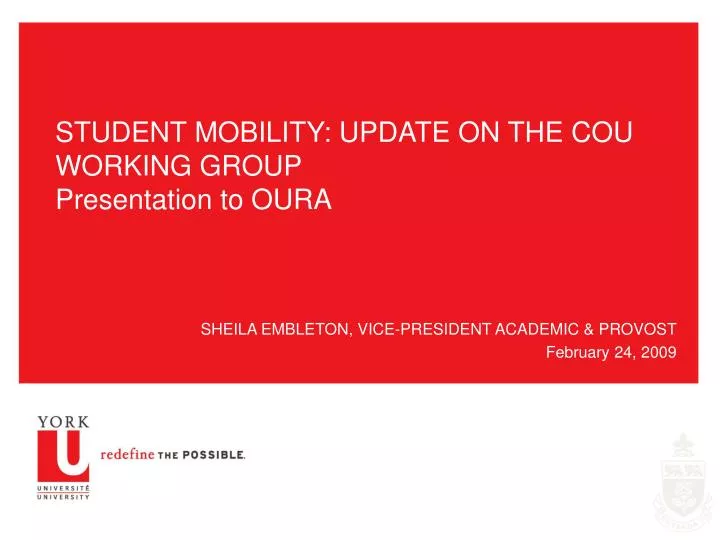 student mobility update on the cou working group presentation to oura