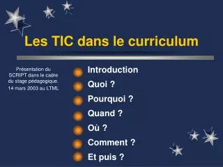 les tic dans le curriculum