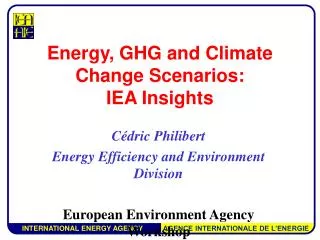 Energy, GHG and Climate Change Scenarios: IEA Insights