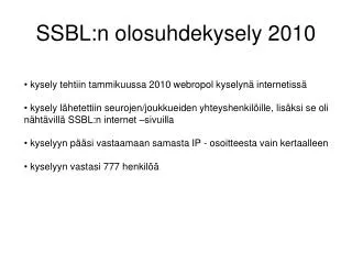 ssbl n olosuhdekysely 2010