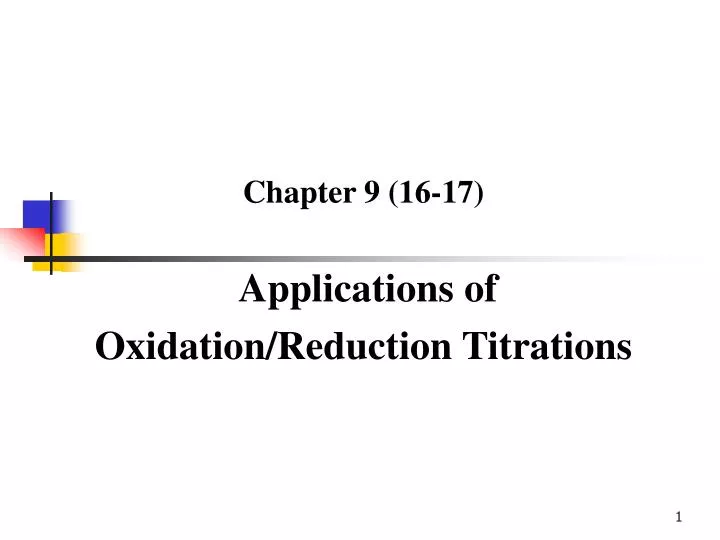 chapter 9 16 17 applications of oxidation reduction titrations