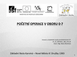 inovace a zkvalitn n v uky prost ednictv m ict vy 32 inovace 180 1tr m autor mgr marie reichlov