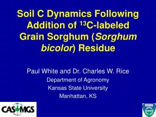 Soil C Dynamics Following Addition of 13 C-labeled Grain Sorghum ( Sorghum bicolor ) Residue