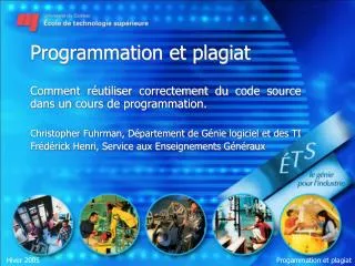 programmation et plagiat