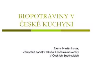 biopotraviny v esk kuchyni