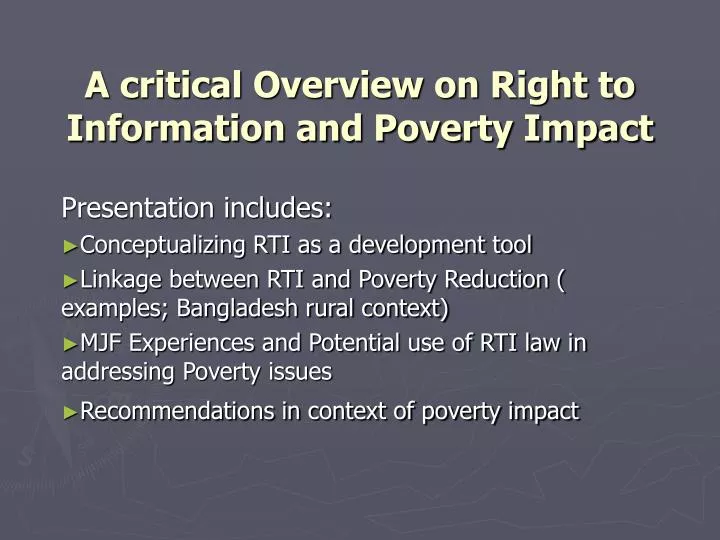 a critical overview on right to information and poverty impact