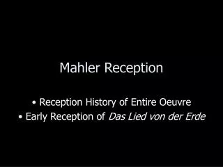 Mahler Reception