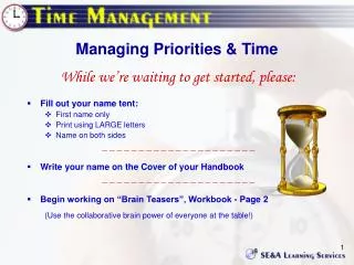 Managing Priorities &amp; Time