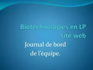 biotechnologies en lp site web