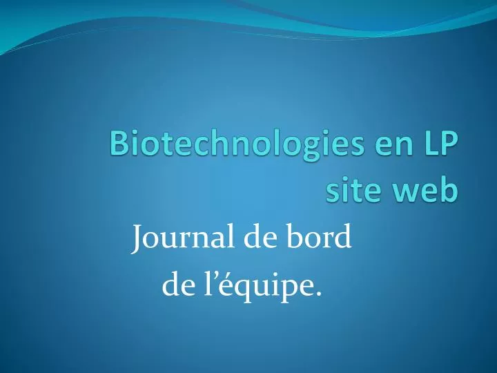 biotechnologies en lp site web