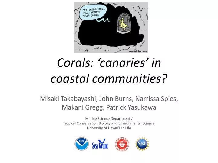 corals canaries in coastal communities
