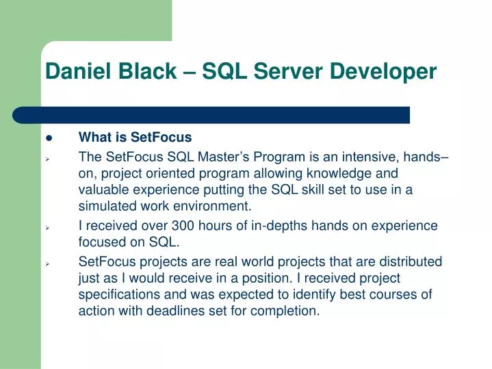 daniel black sql server developer
