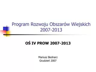 program rozwoju obszar w wiejskich 2007 2013