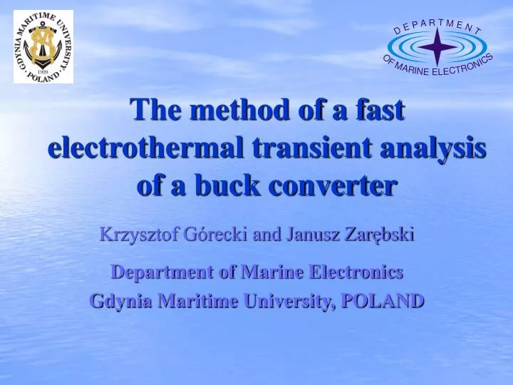 the method of a fast electrothermal transient analysis of a buck converter