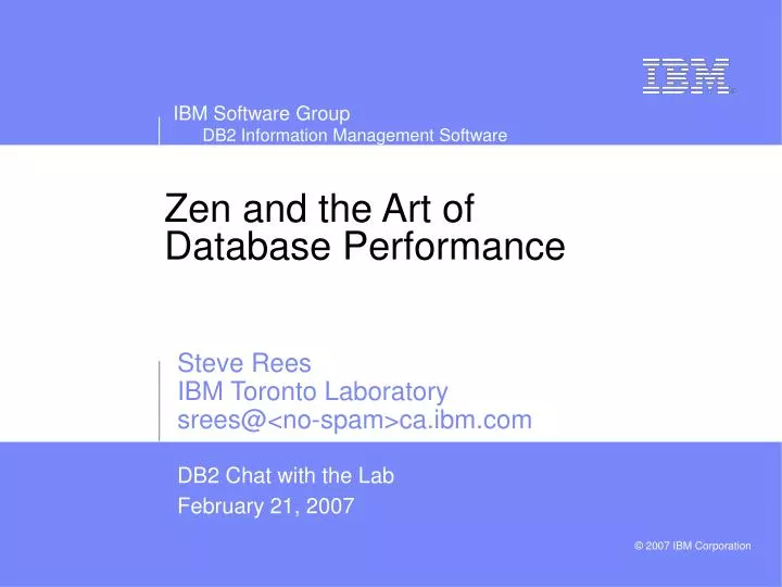 zen and the art of database performance
