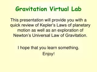 Gravitation Virtual Lab