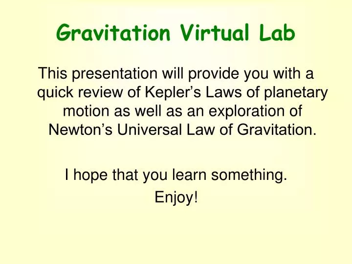 gravitation virtual lab