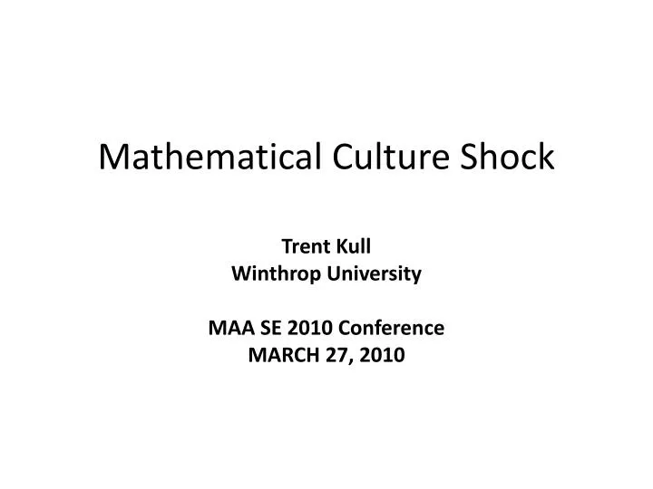 mathematical culture shock
