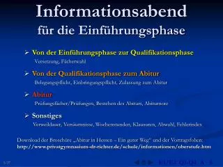 informationsabend f r die einf hrungsphase