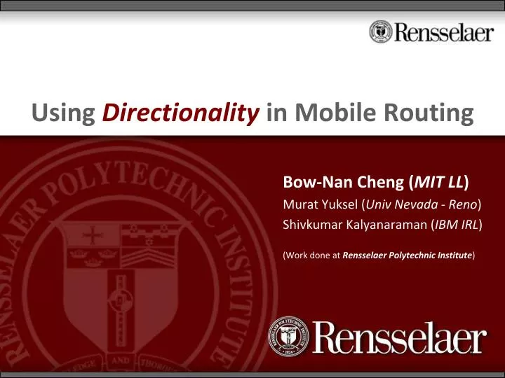 using directionality in mobile routing