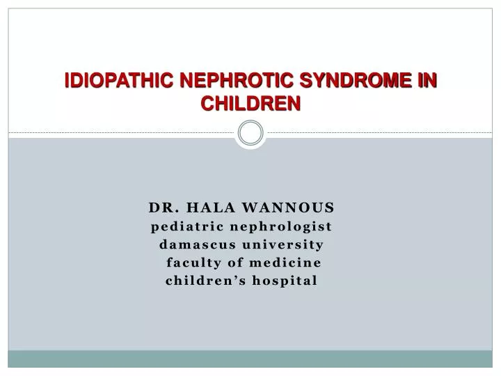 idiopathic nephrotic syndrome in children