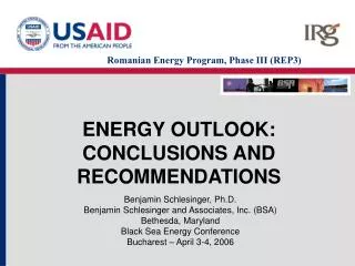 ENERGY OUTLOOK: CONCLUSIONS AND RECOMMENDATIONS