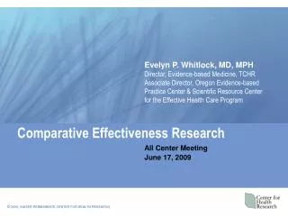 Comparative Effectiveness Research