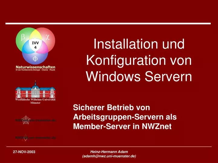 installation und konfiguration von windows servern