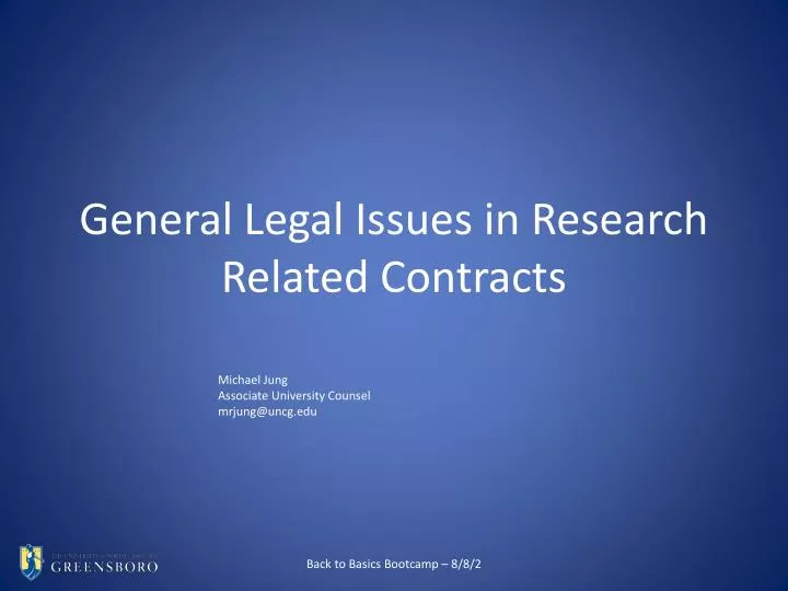 general legal issues in research related contracts