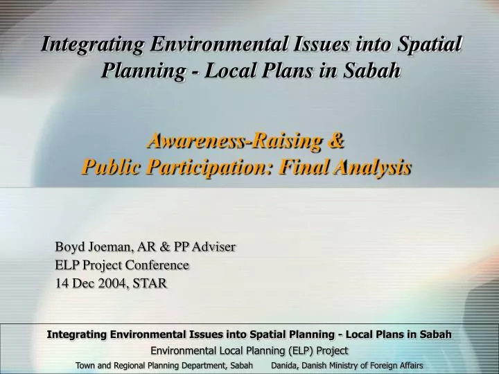 integrating environmental issues into spatial planning local plans in sabah