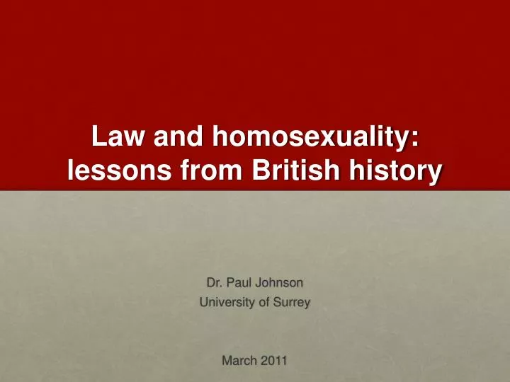 law and homosexuality lessons from british history