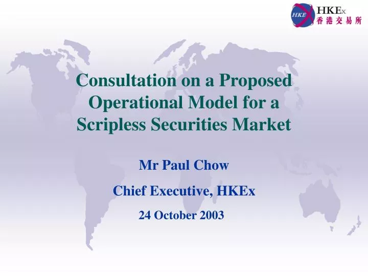 consultation on a proposed operational model for a scripless securities market
