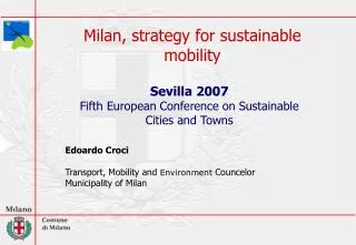 Milan, strategy for sustainable mobility